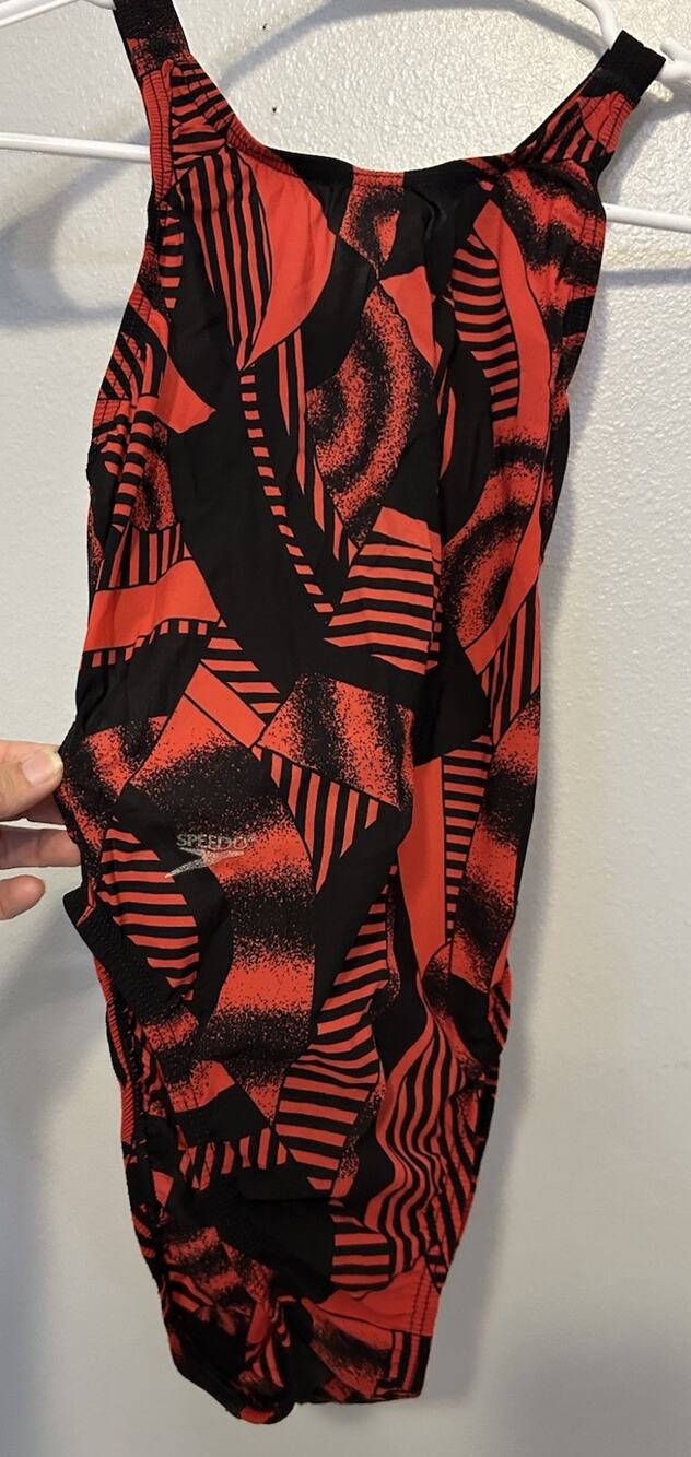 Vintage 80s Speedo Swimsuit One Piece Red Black No Liner Women’s 28 S OLD